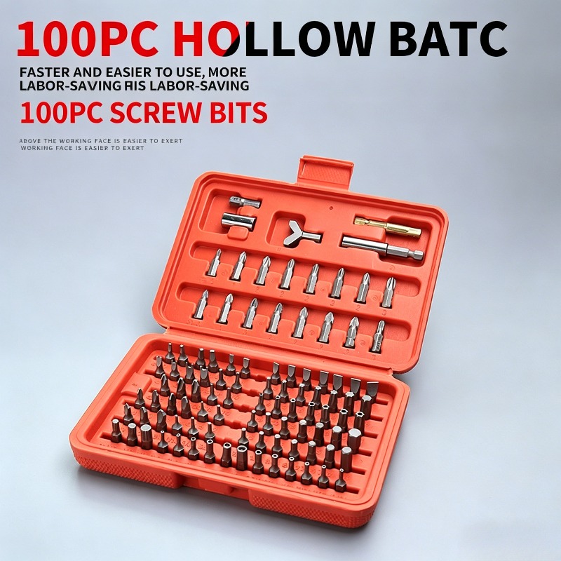 Workshop Tools Kit - 100PCS Screwdriver Bit Set, Hollow Security